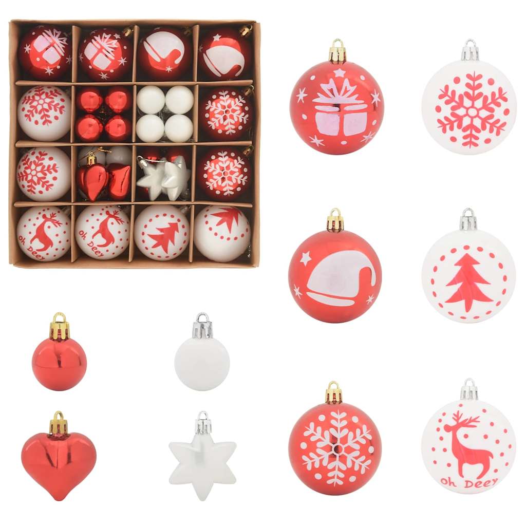 Kerstbal Set 40 pcs Rood en Wit