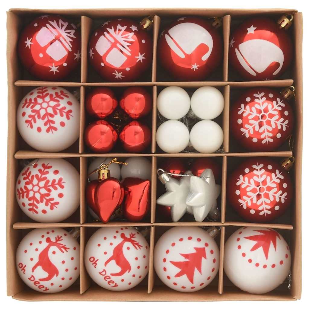 Kerstbal Set 40 pcs Rood en Wit