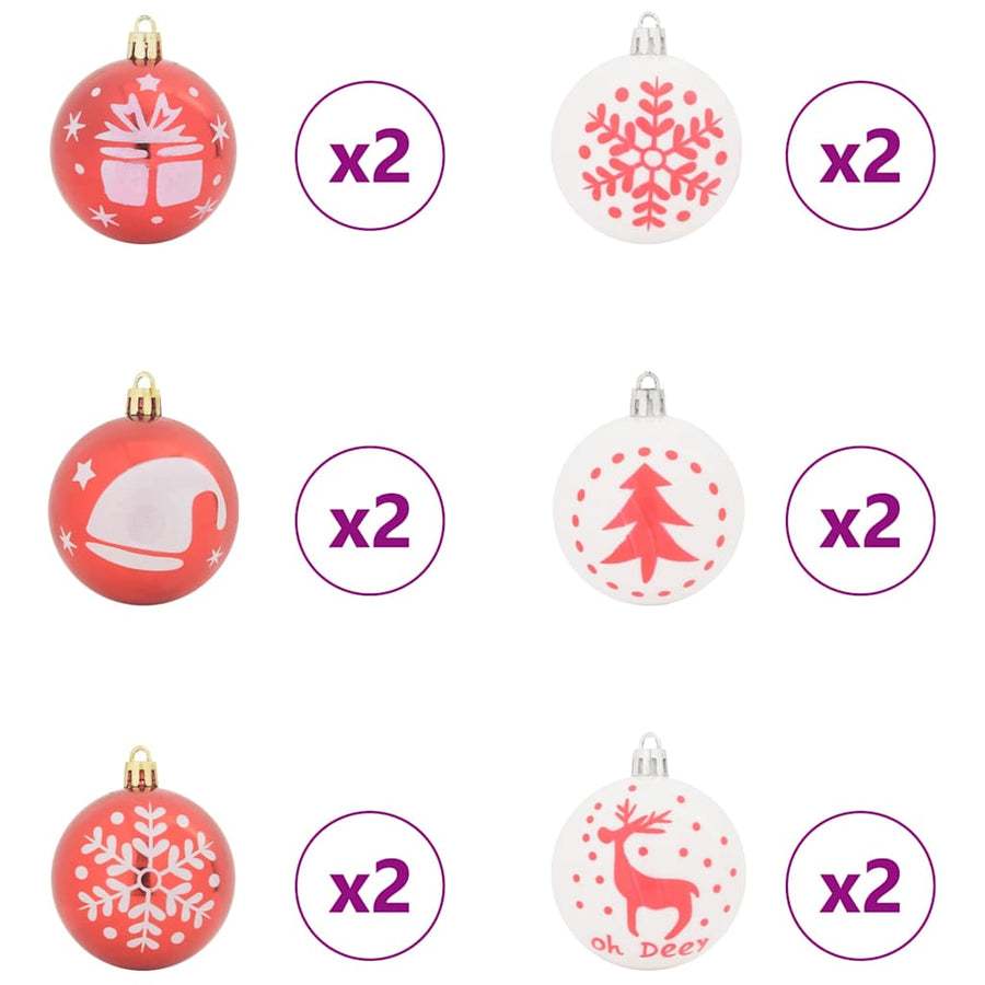 Kerstbal Set 40 pcs Rood en Wit