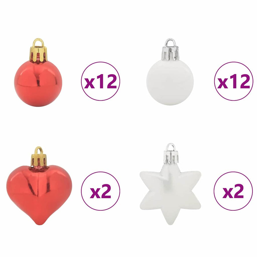 Kerstbal Set 40 pcs Rood en Wit