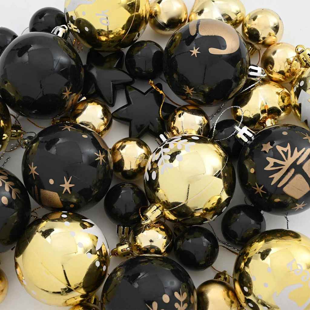 Kerstbal Set 40 pcs Zwart en Goud
