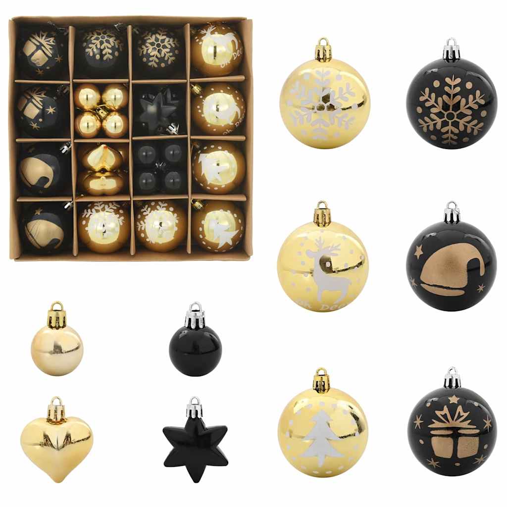 Kerstbal Set 40 pcs Zwart en Goud