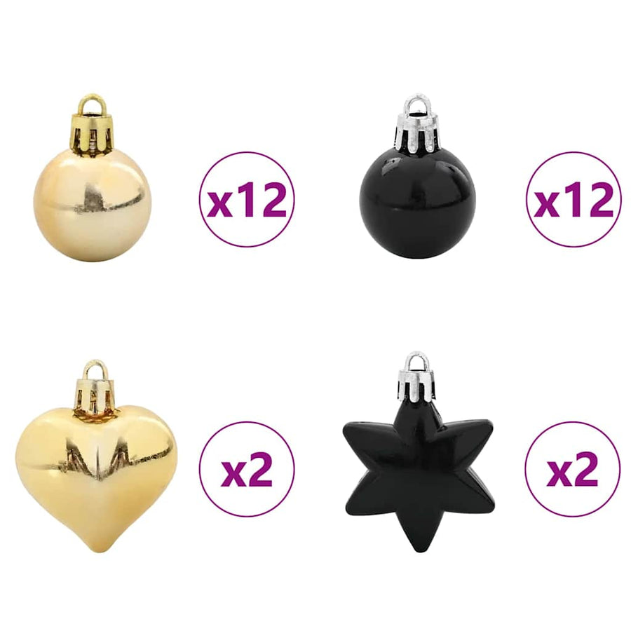 Kerstbal Set 40 pcs Zwart en Goud