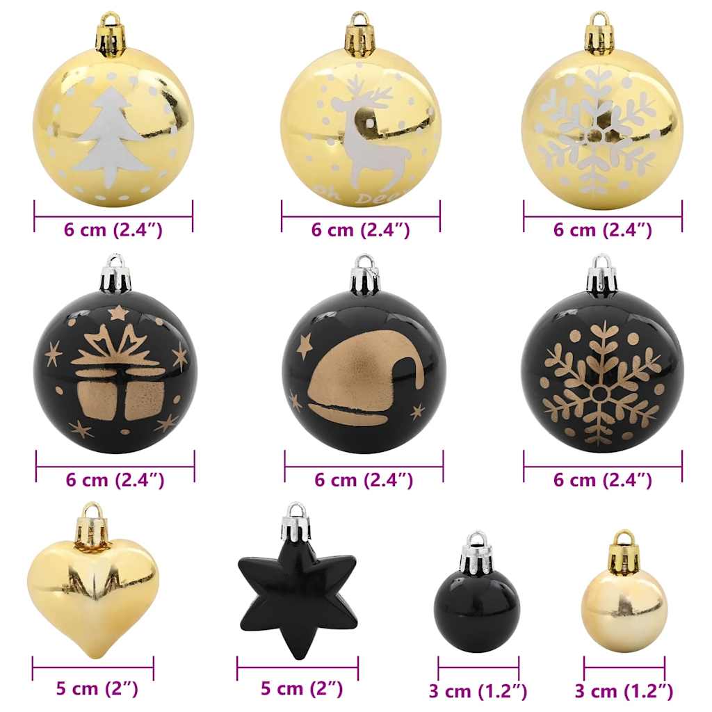 Kerstbal Set 40 pcs Zwart en Goud
