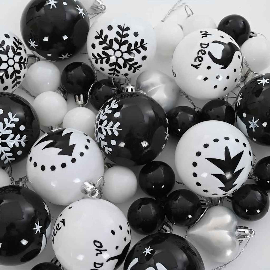 Kerstbal Set 40 pcs Zwart en Wit