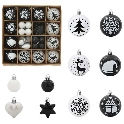 Kerstbal Set 40 pcs Zwart en Wit