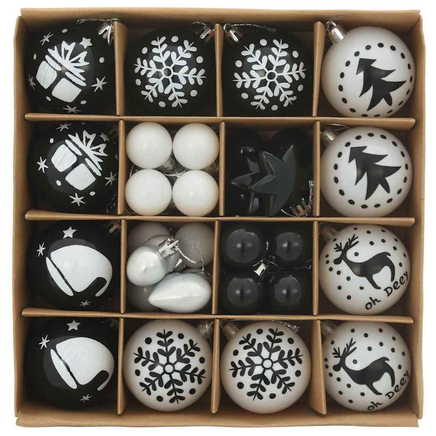 Kerstbal Set 40 pcs Zwart en Wit