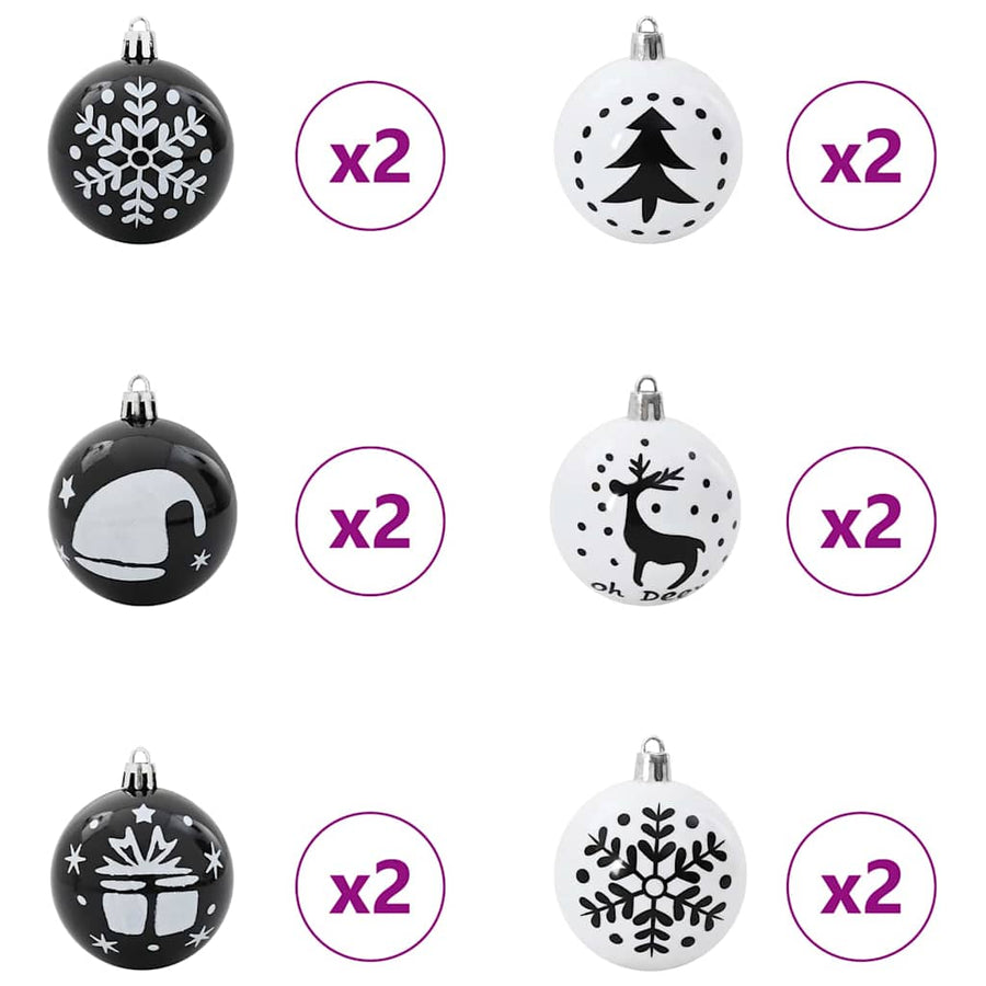 Kerstbal Set 40 pcs Zwart en Wit