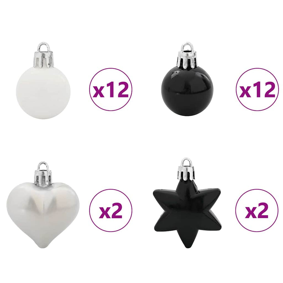 Kerstbal Set 40 pcs Zwart en Wit
