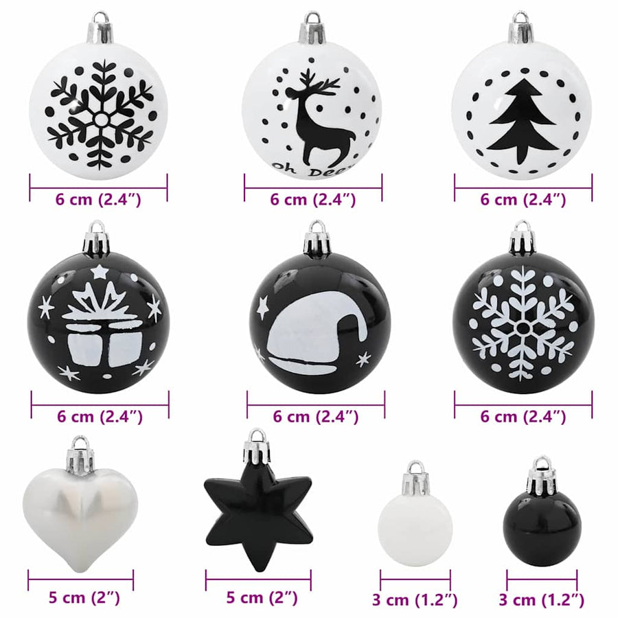 Kerstbal Set 40 pcs Zwart en Wit