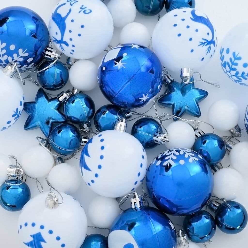 Kerstbal Set 40 pcs Blauw en Wit