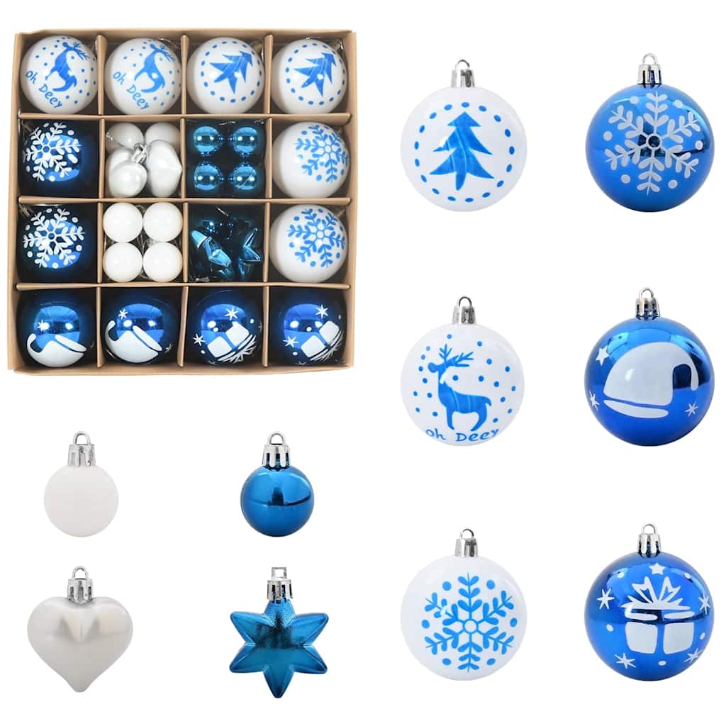 Kerstbal Set 40 pcs Blauw en Wit