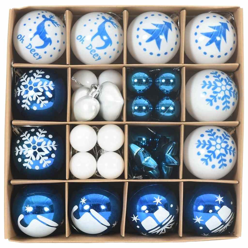 Kerstbal Set 40 pcs Blauw en Wit