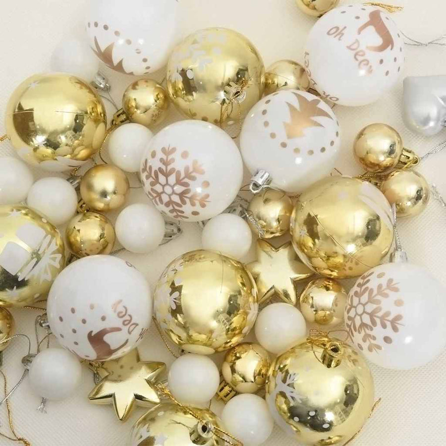 Kerstbal Set 40 pcs Wit en Goud