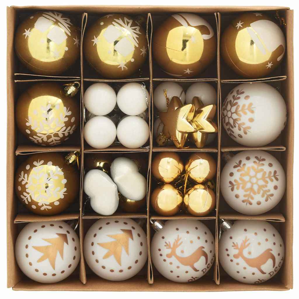 Kerstbal Set 40 pcs Wit en Goud