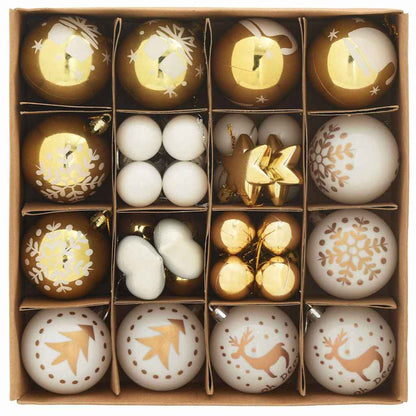 Kerstbal Set 40 pcs Wit en Goud