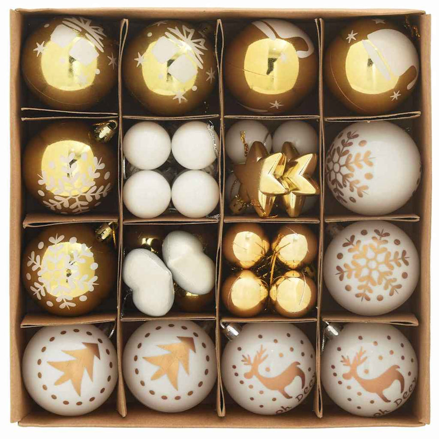 Kerstbal Set 40 pcs Wit en Goud