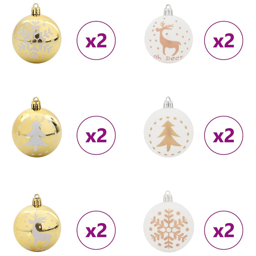 Kerstbal Set 40 pcs Wit en Goud