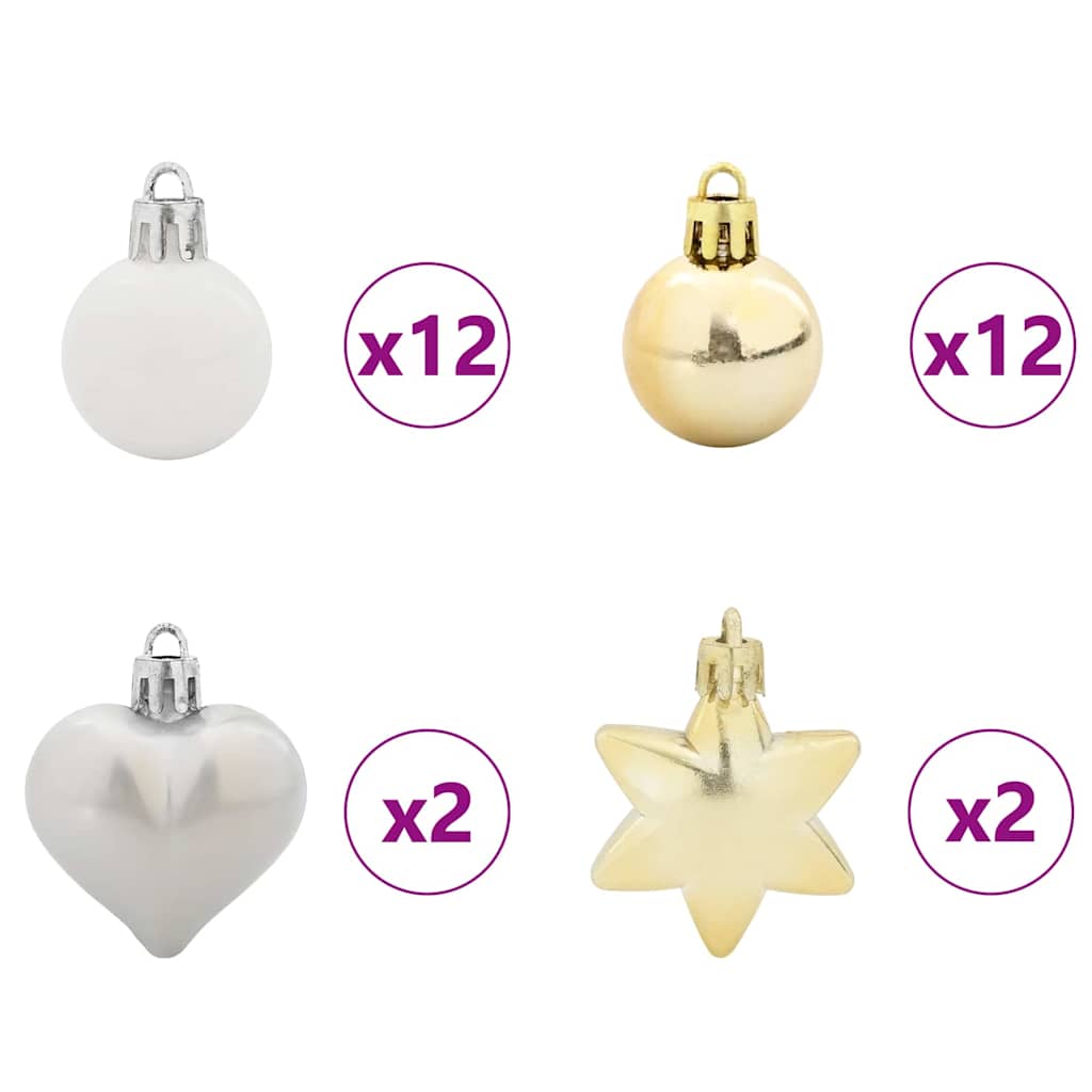 Kerstbal Set 40 pcs Wit en Goud