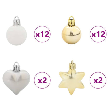 Kerstbal Set 40 pcs Wit en Goud