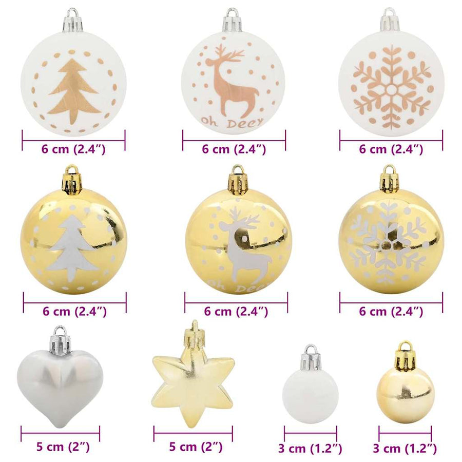 Kerstbal Set 40 pcs Wit en Goud