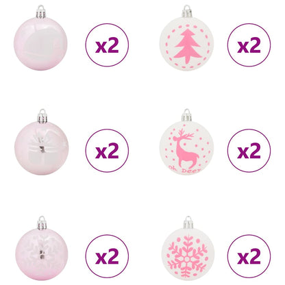 Kerstbal Set 40 pcs Wit en Roze
