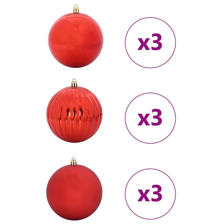 Kerstbal Set 9 pcs Rood