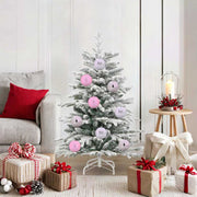Kerstballen 15 stuks roze kunststof