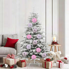 Kerstballen set 9 stuks roze kunststof