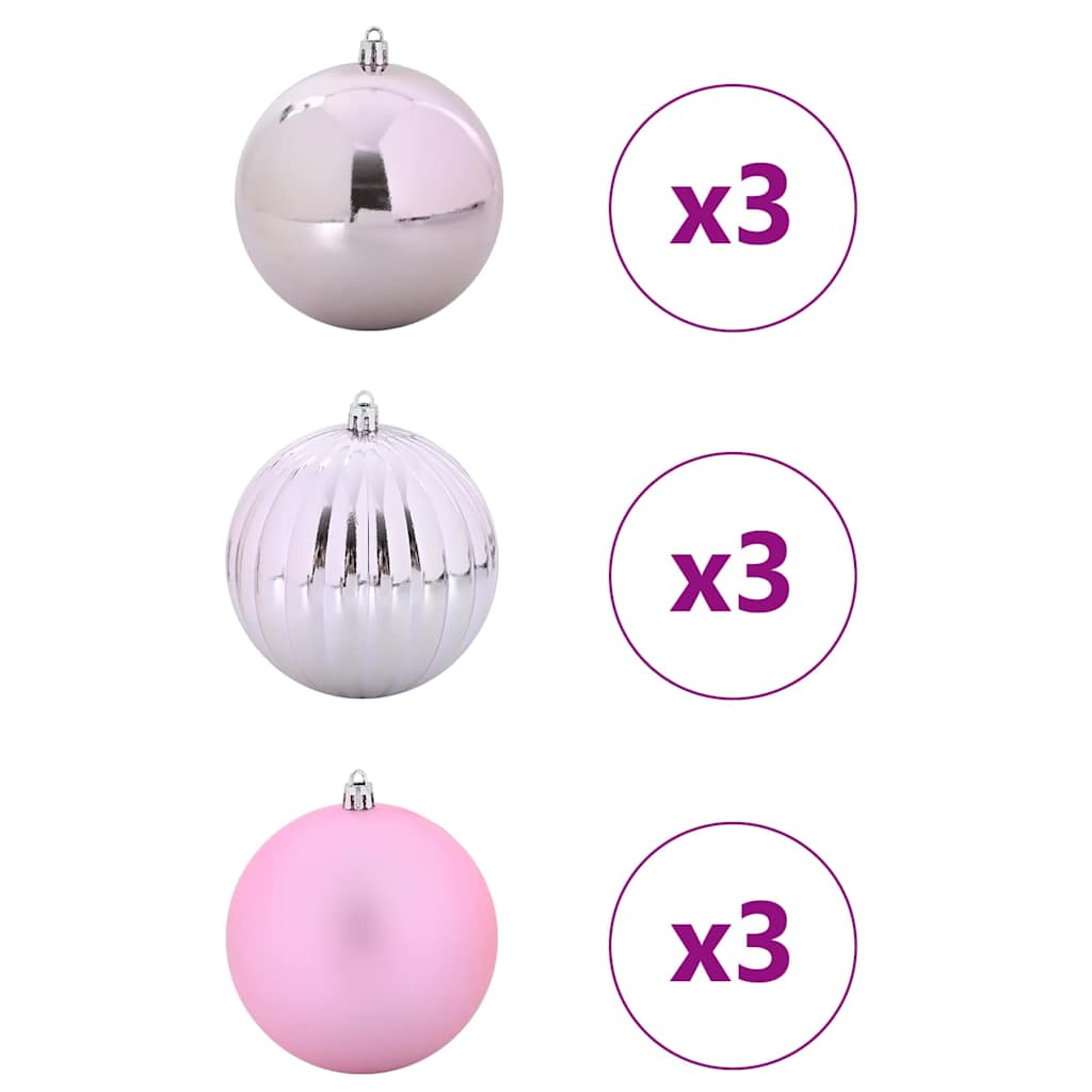 Kerstbal Set 9 pcs Roze