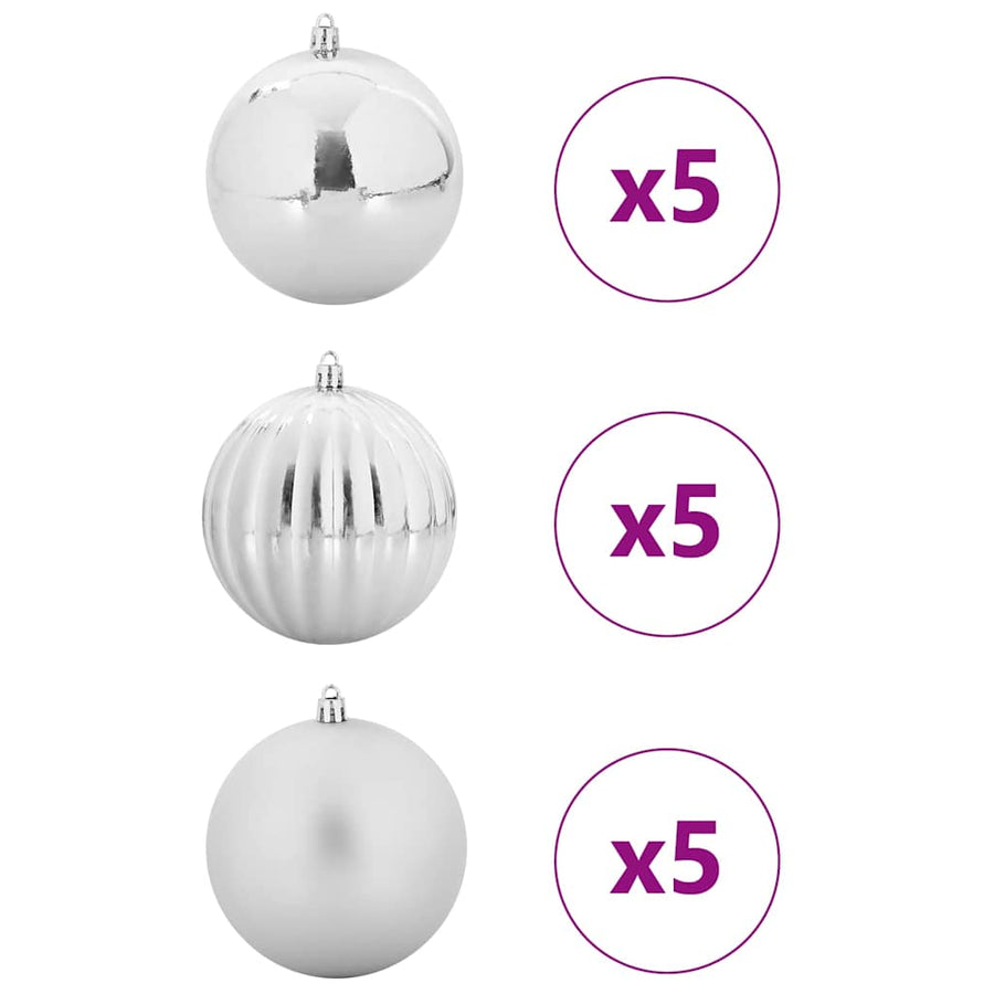 Kerstbal Set 15 pcs Zilver
