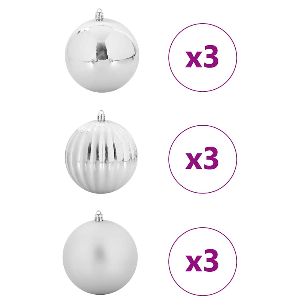 Kerstbal Set 9 pcs Zilver