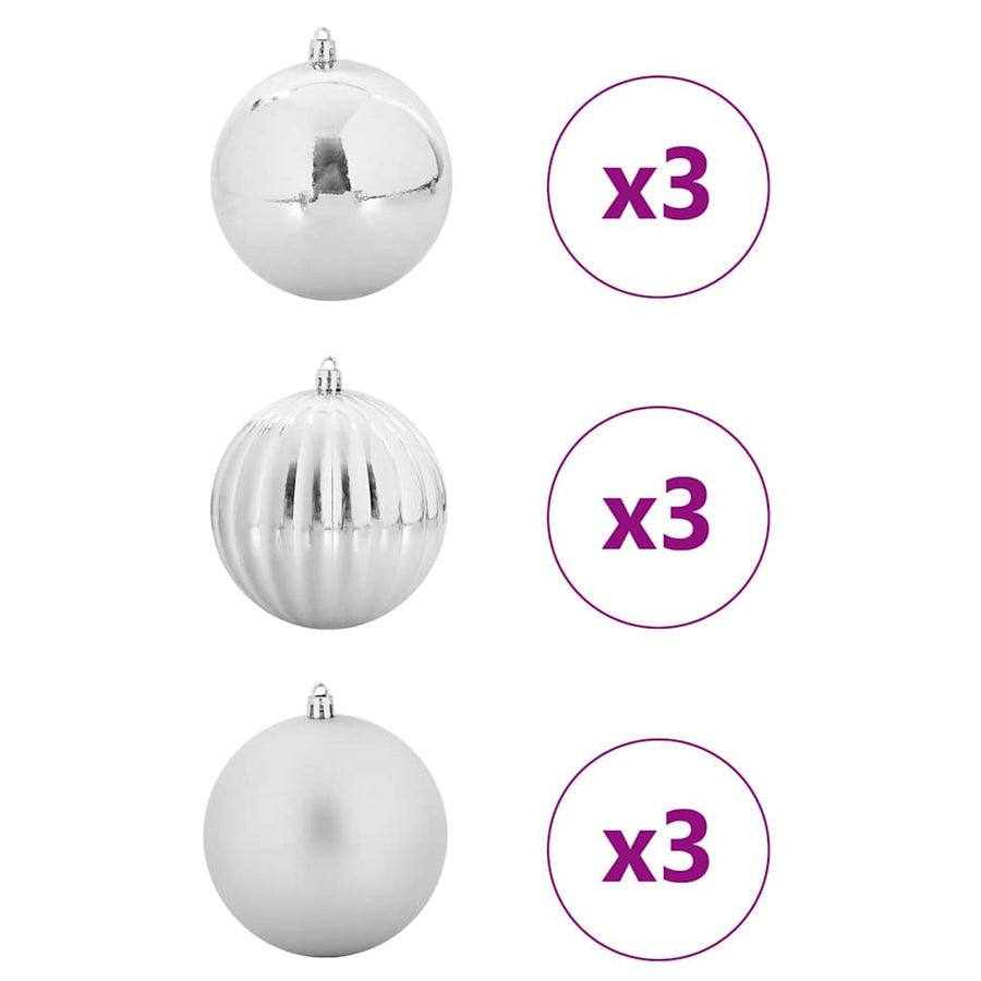 Kerstbal Set 9 pcs Zilver