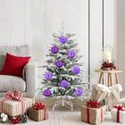 Kerstballen set 15 stuks lila kunststof