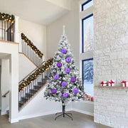 Kerstballen 4 stuks lila kunststof