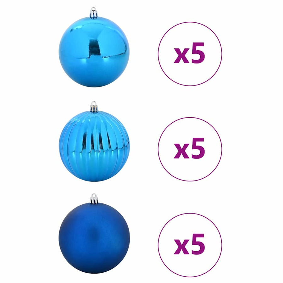 Kerstbal Set Xl 15 Pcs Blauw Kunststof