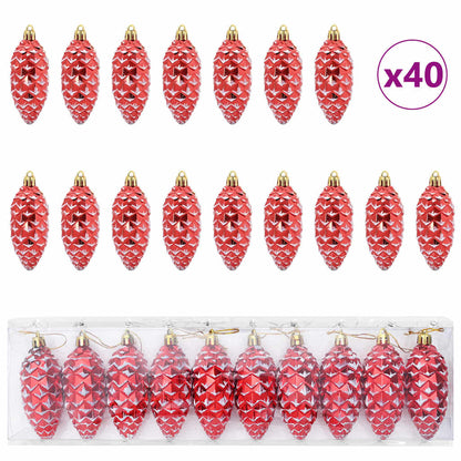 Kerstboomdecoratie 40 pcs Rood
