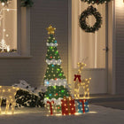 Verlichte kerstboom 150 cm warm wit met cadeau dozen