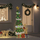 Verlichte kerstboom met cadeau dozen 210 cm warm wit