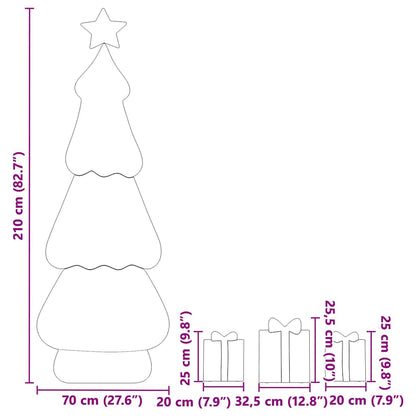 Verlichte Kerstboom met 3 Cadeau Dozen 2D Warm Wit 210 cm