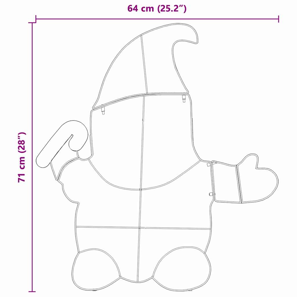 Verlichte Gnoom Warmwit 100 x 80 cm Lurexfabric