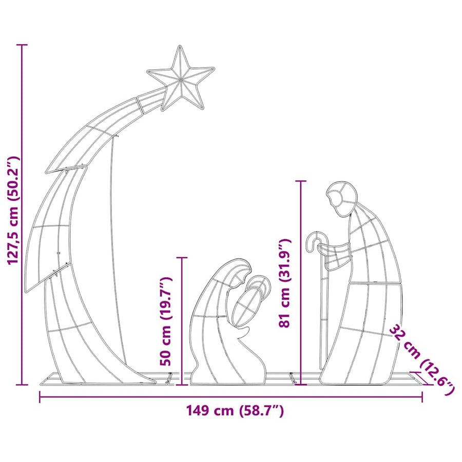 Kerststal Scene LED's Warmwit 149 x 32 x 127,5 cm Polyester