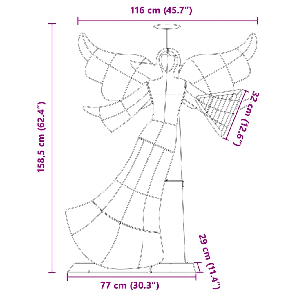 Verlichte Hoek Warmwit 116 x 29 x 158.5 cm Polyester