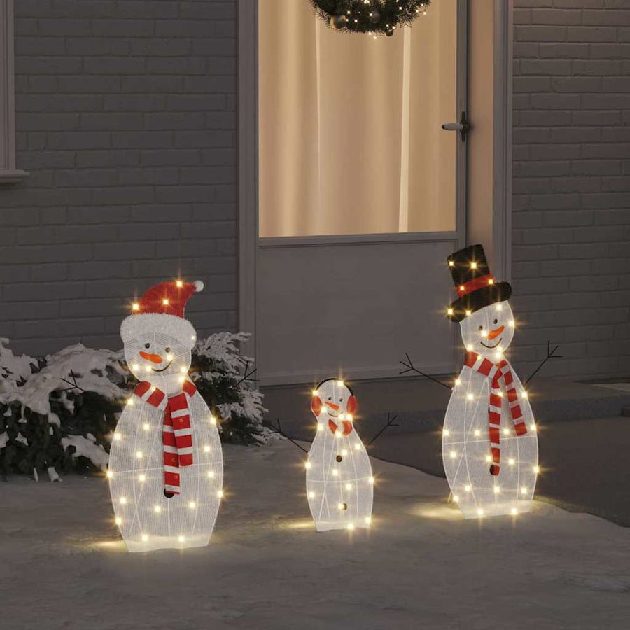 Verlichte Sneeuwpop Familie 3 pcs Warmwit Polyester