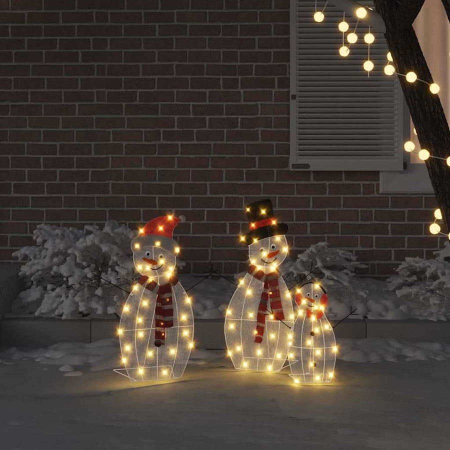 Verlichte Sneeuwpop Familie 3 pcs Warmwit Polyester