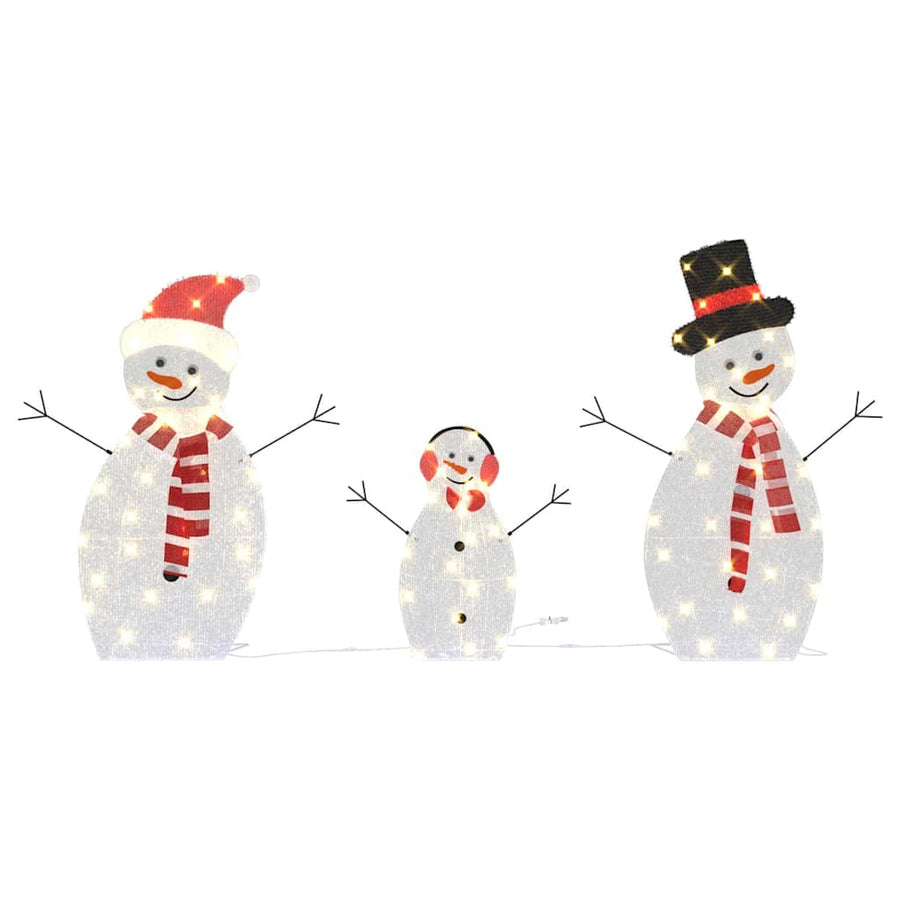 Verlichte Sneeuwpop Familie 3 pcs Warmwit Polyester
