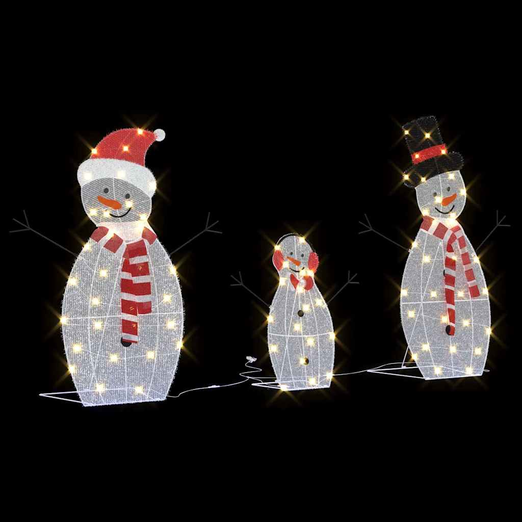 Verlichte Sneeuwpop Familie 3 pcs Warmwit Polyester