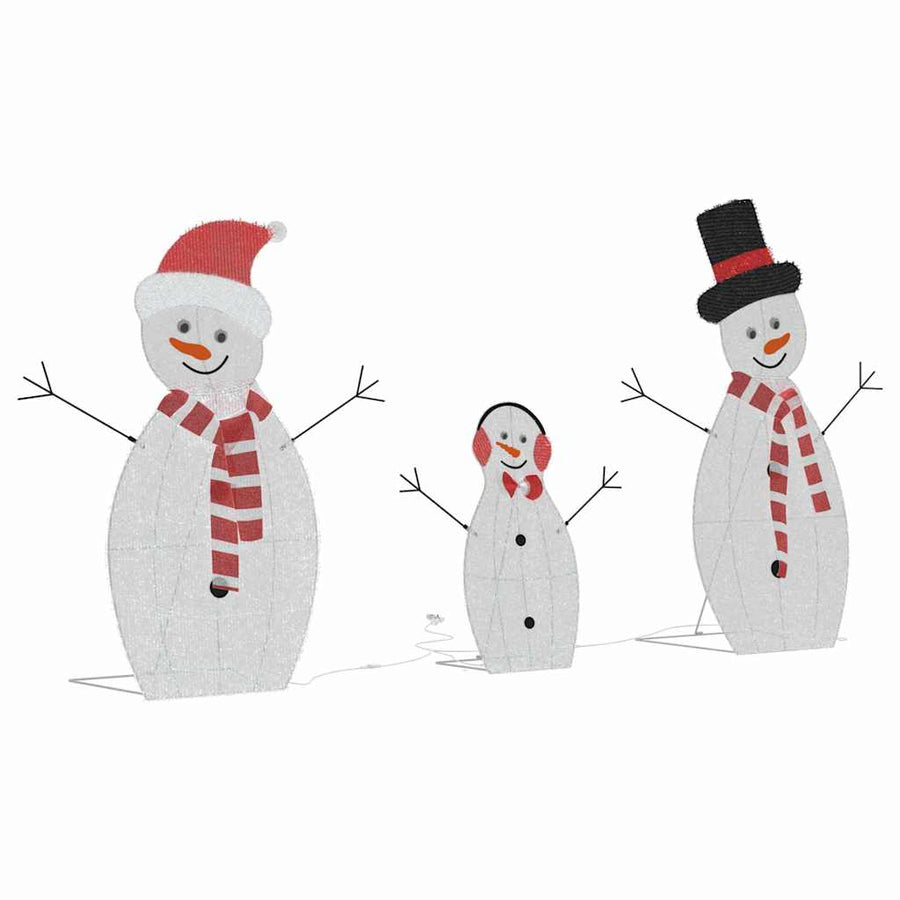 Verlichte Sneeuwpop Familie 3 pcs Warmwit Polyester
