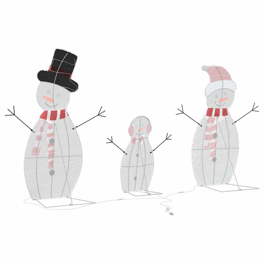 Verlichte Sneeuwpop Familie 3 pcs Warmwit Polyester