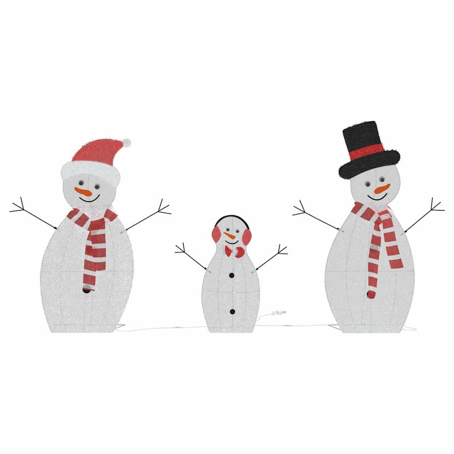 Verlichte Sneeuwpop Familie 3 pcs Warmwit Polyester